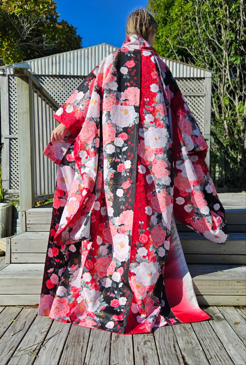 Black & Red Floral Uchikake - Bridal Kimono