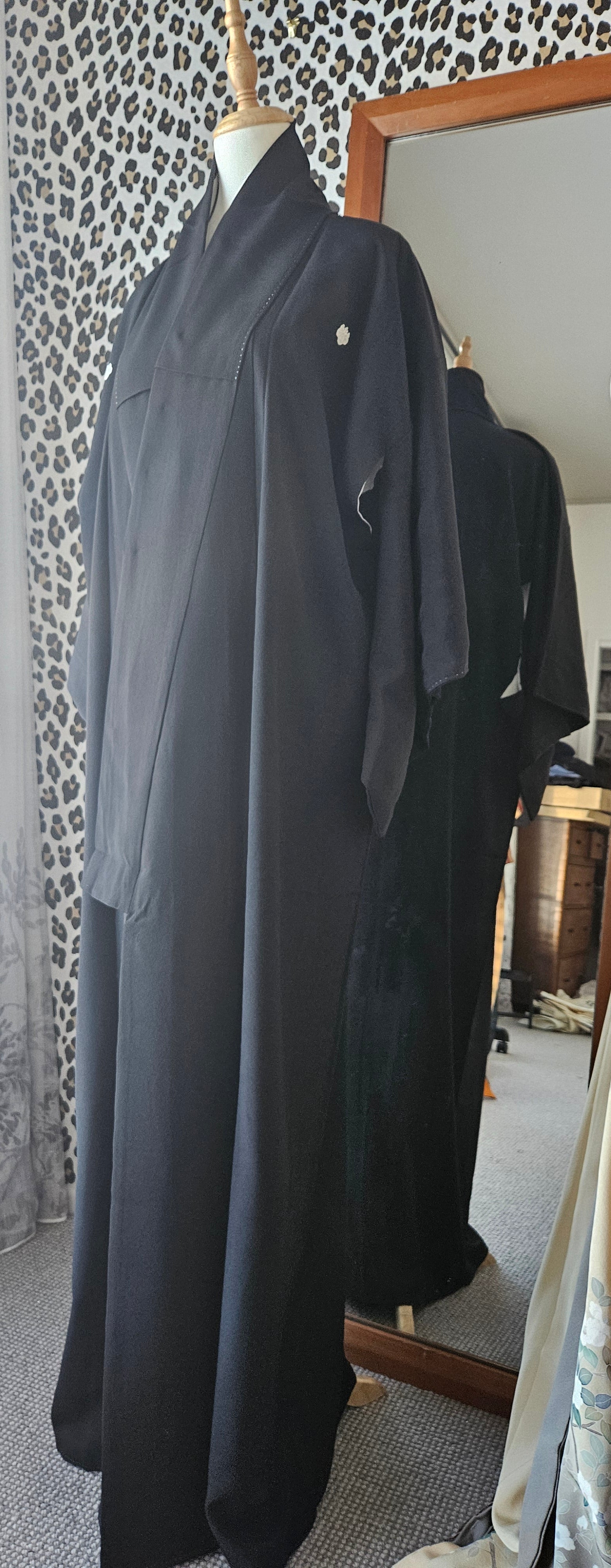 Mens black silk kimono