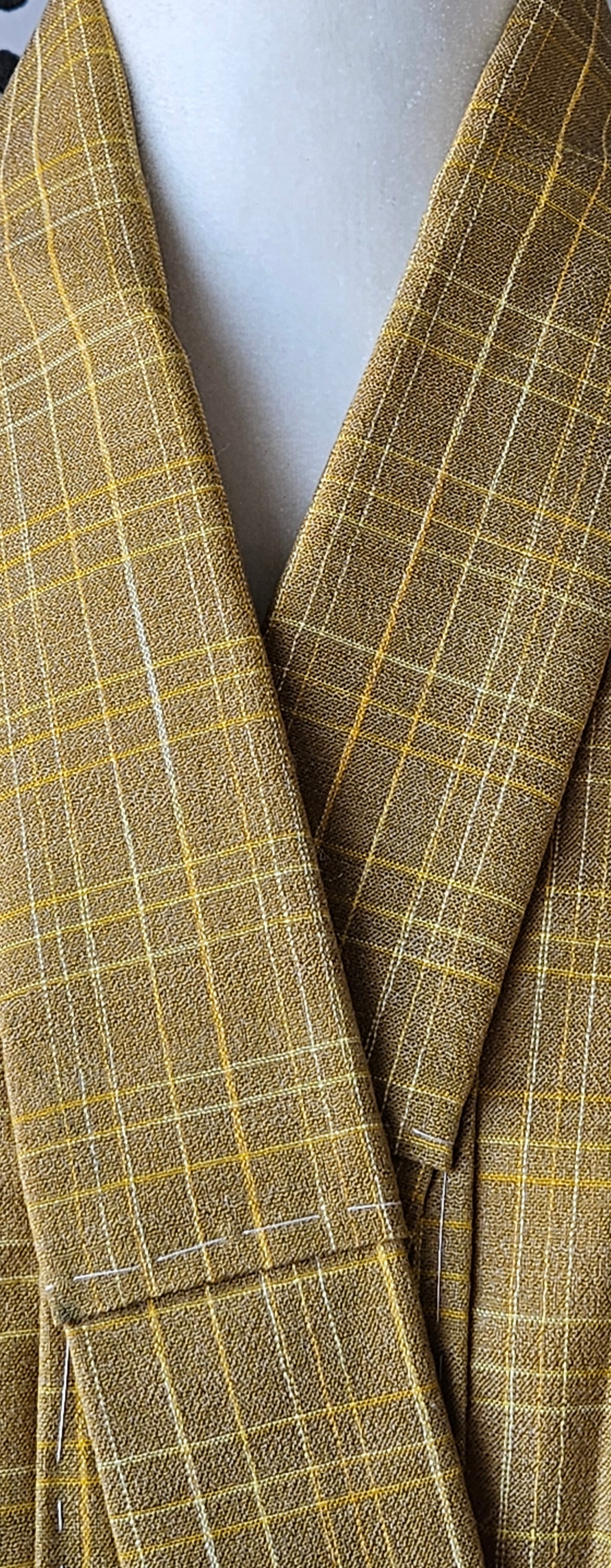 Mustard checker -Wool Kimono