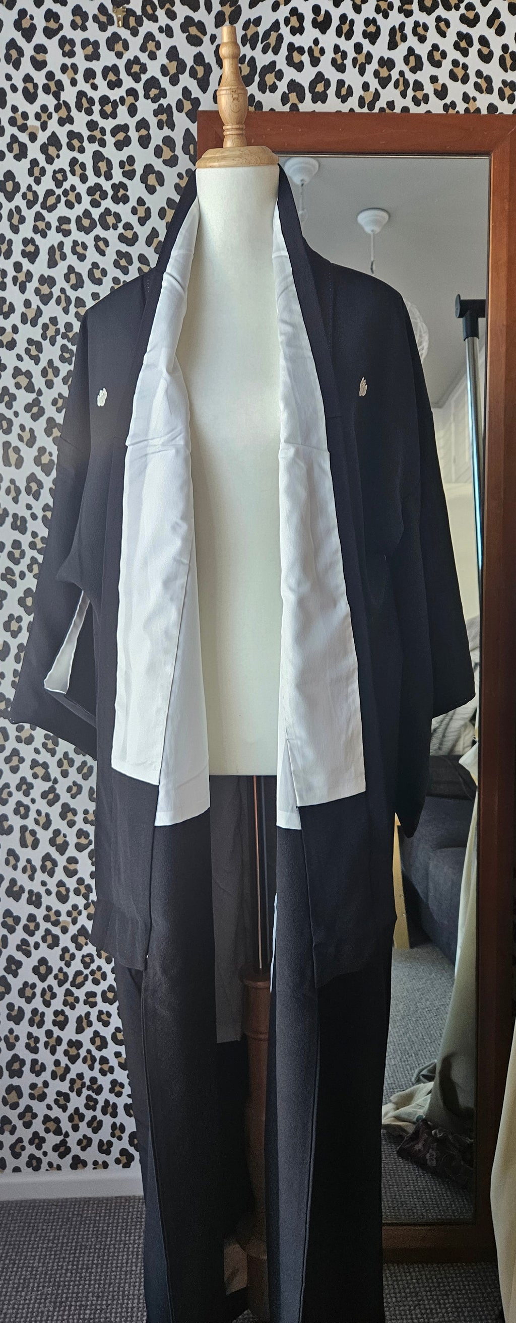 Mens black silk kimono