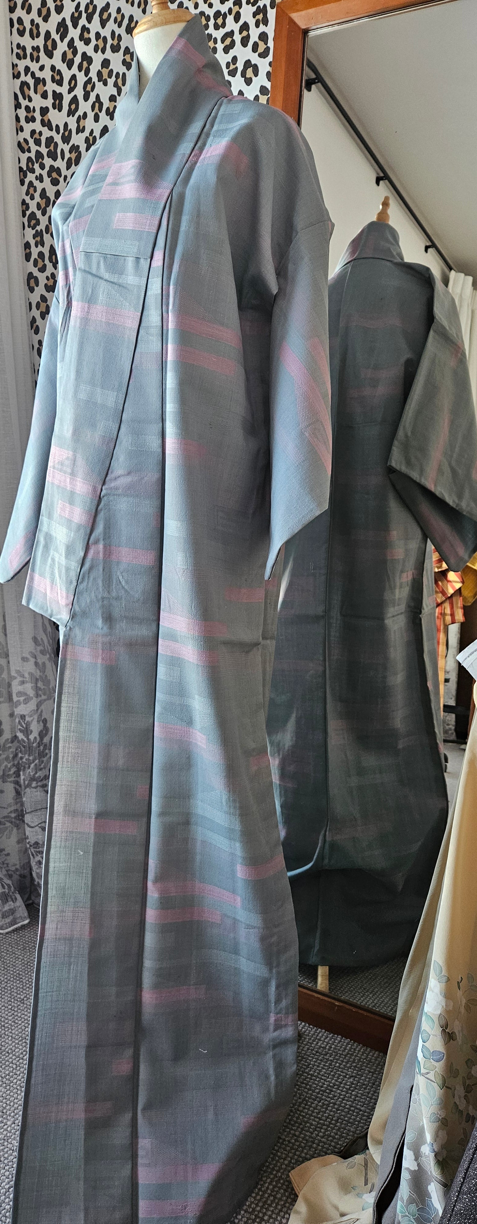 Dusky pink and Grey wool Kimono
