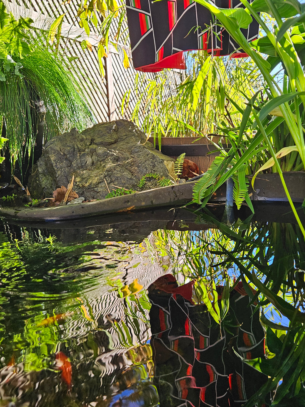 Bold Black Geometric with Red & Green Accents - Vintage Japanese Kimono