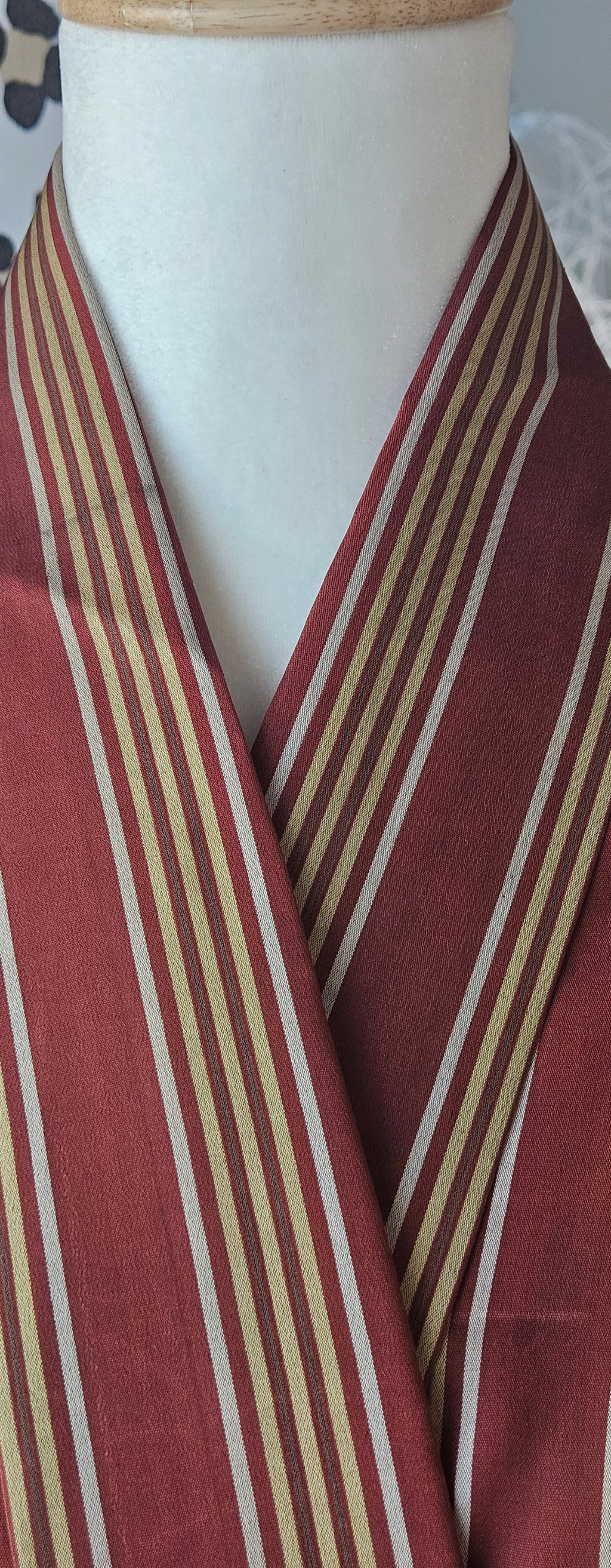 Plum and gold striped - silk Kimono