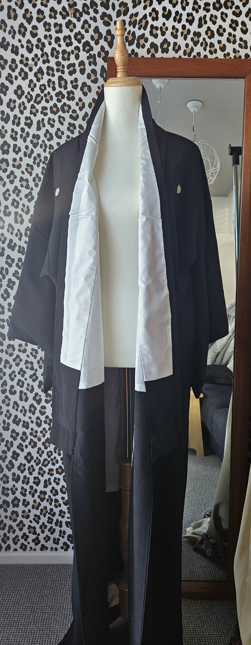 Mens black silk kimono