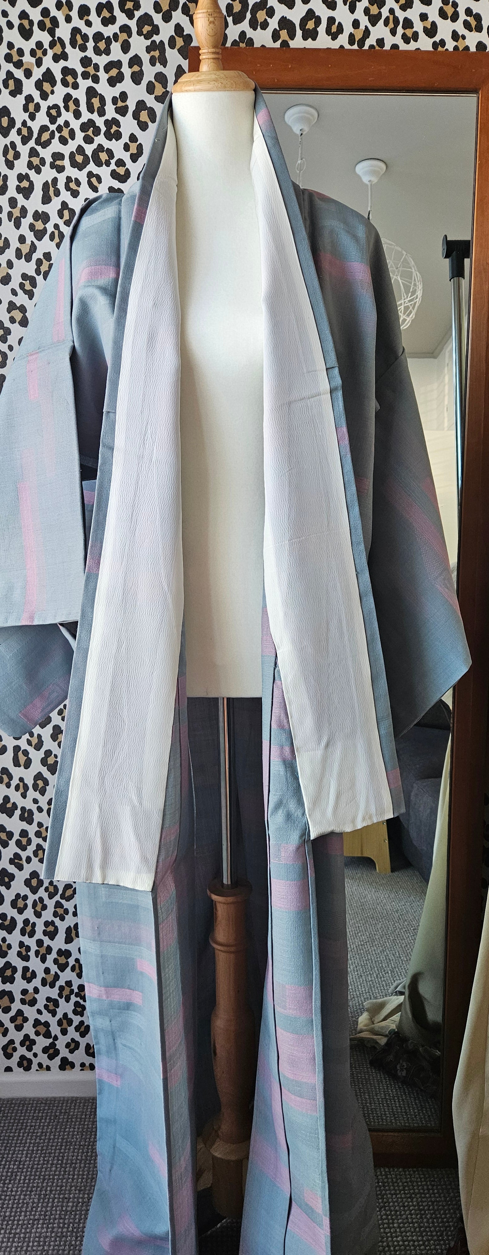 Dusky pink and Grey wool Kimono